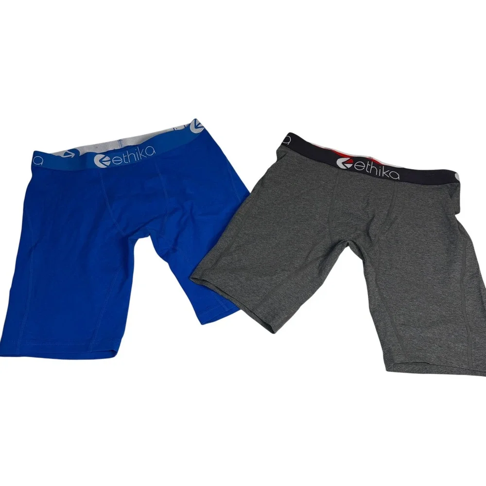 Ethika‎ Mens Staple Boxer Briefs 2-Pack Blue Heather Grey Cotton Blend Size M